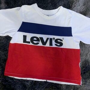 Levi's Girl’s Cropped Logo Tee - Red, White & Navy Size XL